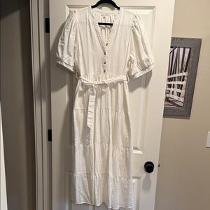 Baltic Born Cream Midi Dress with Button Detail